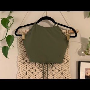 Green halter top bikini set